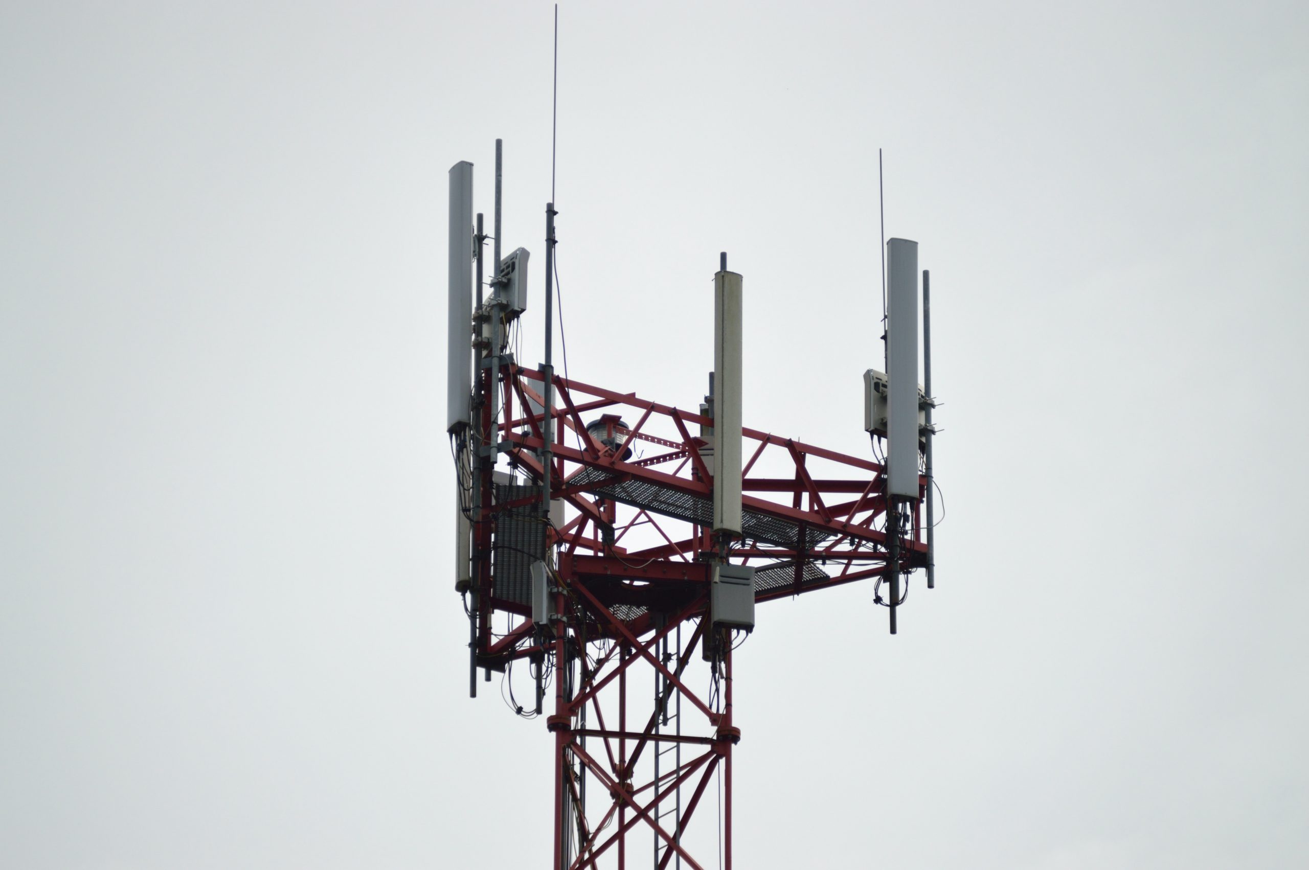 The top of a 5G telecom tower.