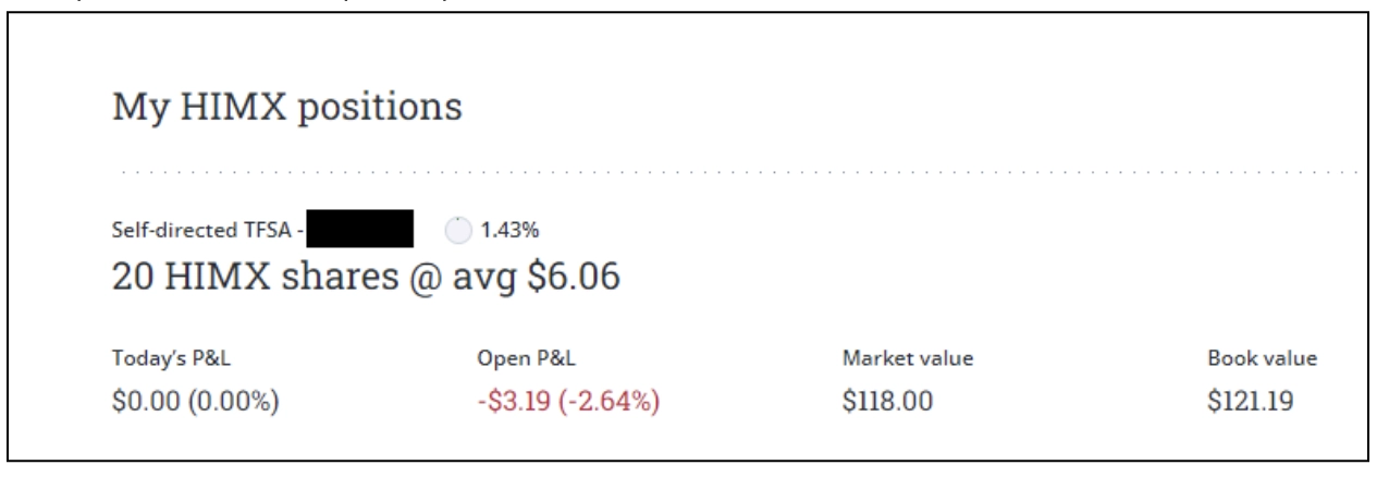 HIMX stock trade receipt