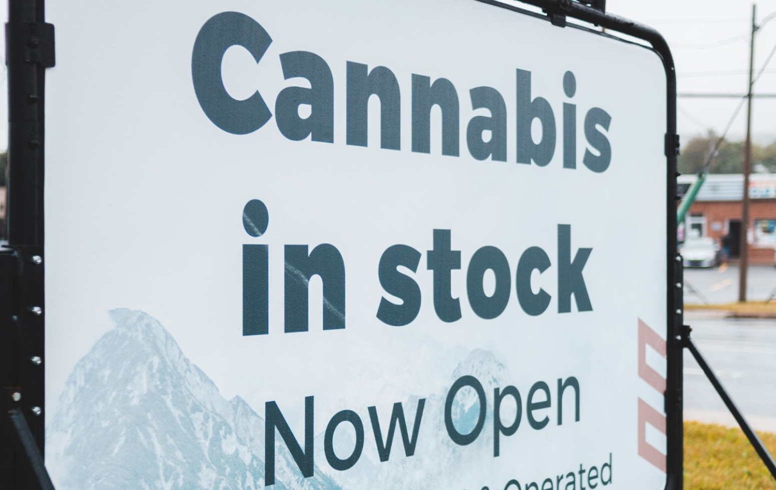 A sign stating that cannabis is available for sale