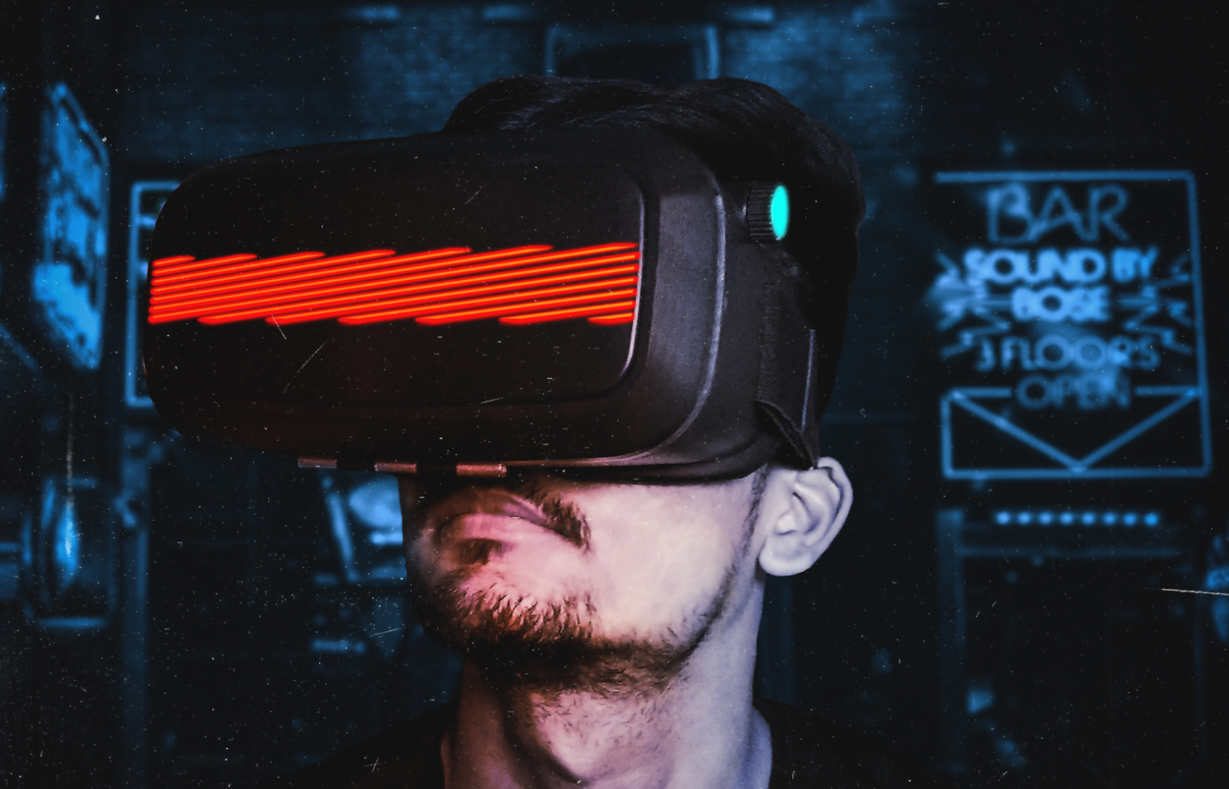 a man with vr goggles on