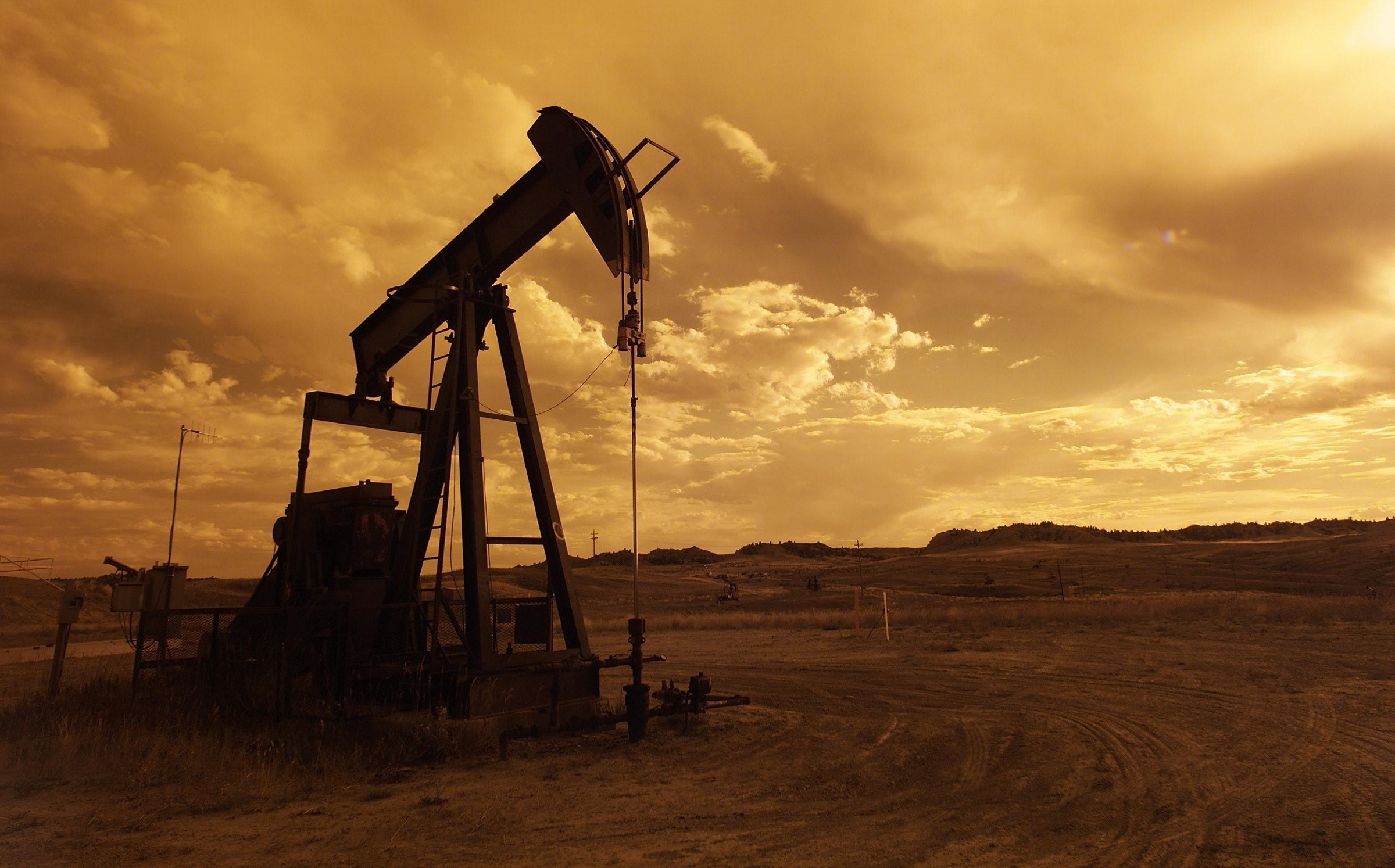 Oil rig in a field
