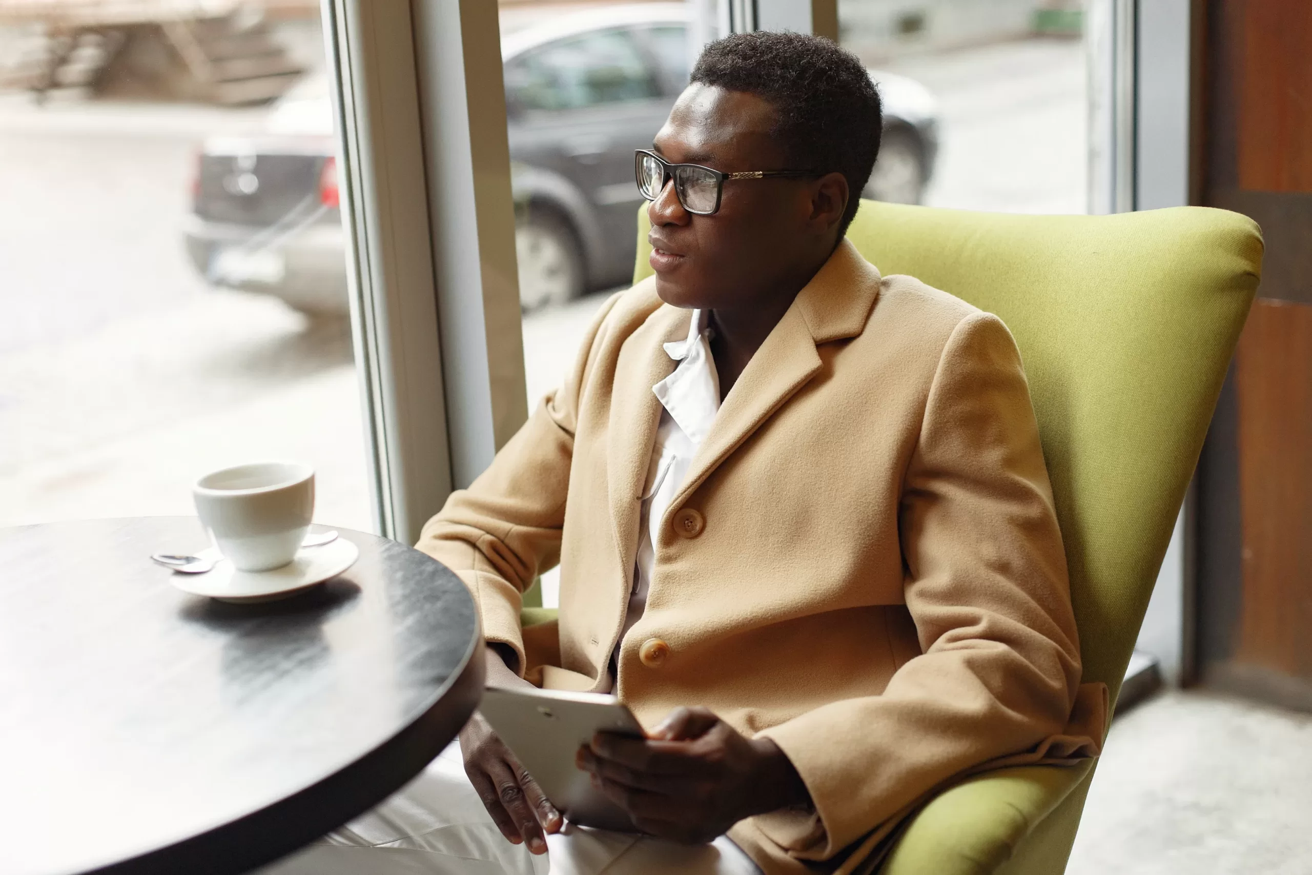businessman inside the coffee shop