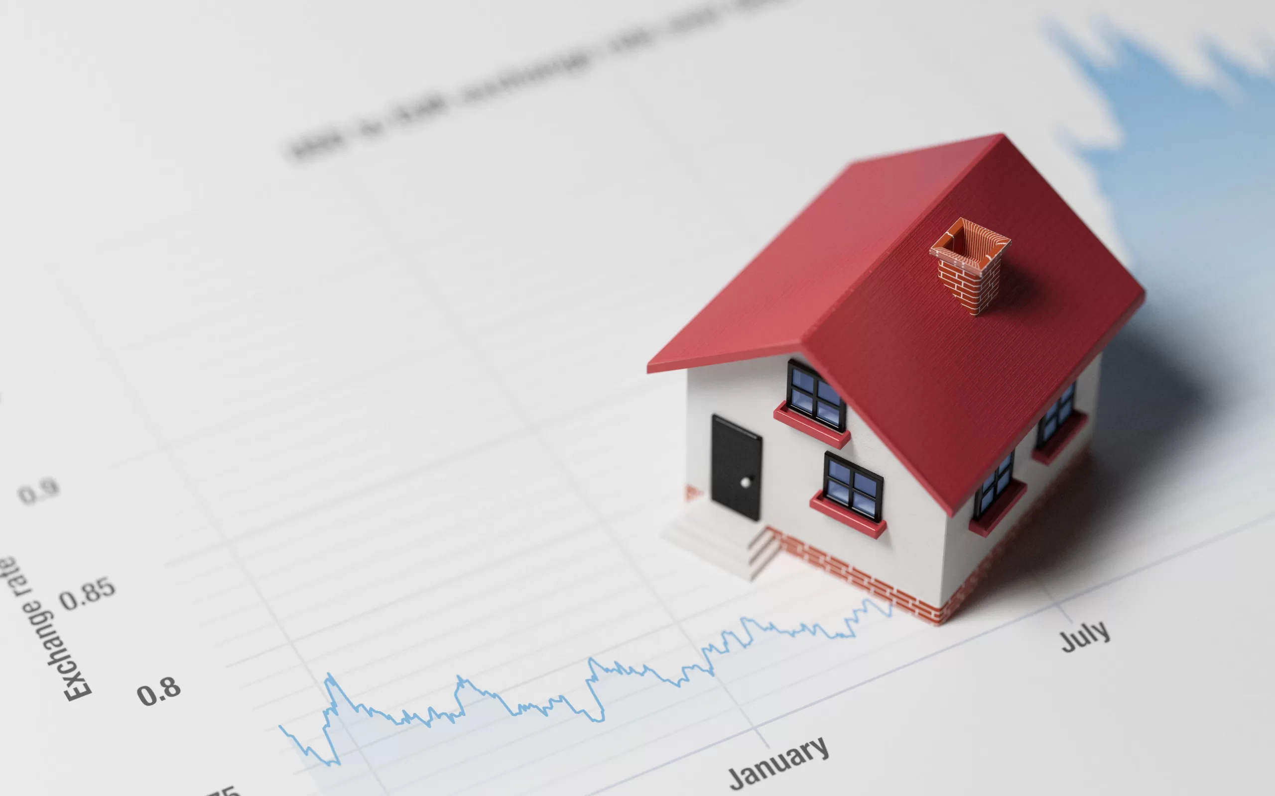 an image of stocks stats with a house