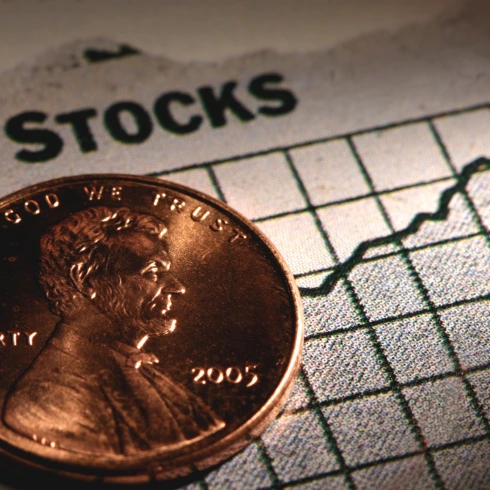 stocks graph and coin